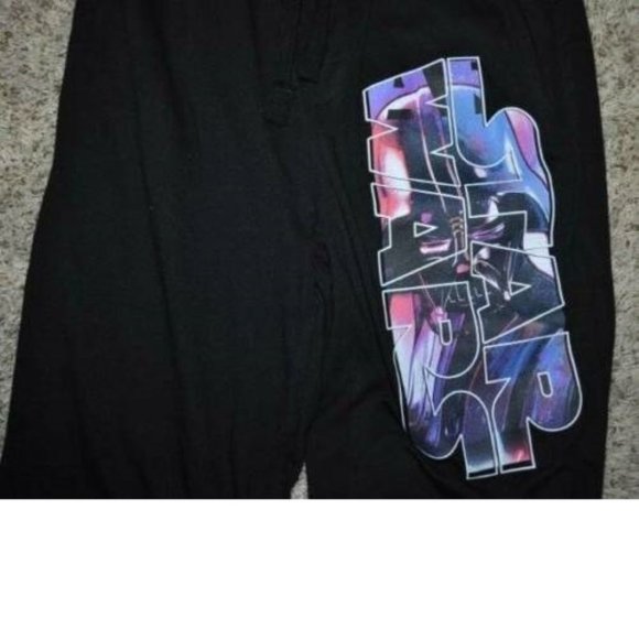 Mens Disney Star Wars Lounge Pants Pajamas Black Small Elastic Waist Fly Front - Picture 4 of 5
